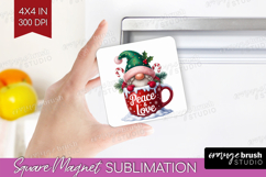 Christmas Gnome Magnet Sublimation - Cute Gnome Square PNG Product Image 1