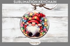 Christmas Gnome v1 Entangled in Lights Round Keychain Sublim Product Image 1