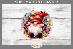 Christmas Gnome v1 Entangled in Lights Round Coaster Sublima Product Image 1