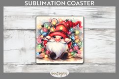 Christmas Gnome v1 Entangled in Lights Square Coaster Sublim Product Image 1