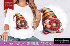 Christmas Gnome Round Tshirt Background - Cute Gnome PNG Product Image 1