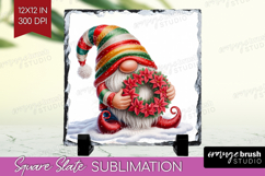 Christmas Gnome Slate PNG - Cute Gnome Square Slate Product Image 1
