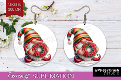 Christmas Gnome Round Earrings - Cute Gnome PNG Sublimation Product Image 1