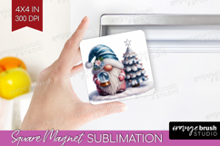 Christmas Gnome Magnet Sublimation - Cute Gnome Square PNG Product Image 1