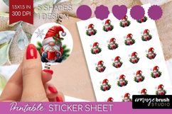 Christmas Gnome Round Sticker - Cute Gnome Printable Sticker Product Image 1