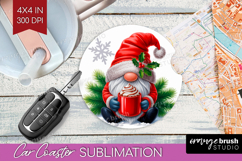 Christmas Gnome Car Coaster - Cute Gnome Coaster PNG Product Image 1