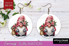 Christmas Gnome Round Earrings - Cute Gnome PNG Sublimation Product Image 1