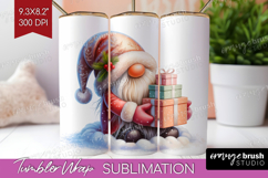 Christmas Gnome Tumbler Wrap - Cute Gnome Tumbler PNG Product Image 1