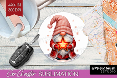 Christmas Gnome Car Coaster - Cute Gnome Coaster PNG Product Image 1