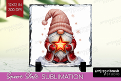 Christmas Gnome Slate PNG - Cute Gnome Square Slate Product Image 1