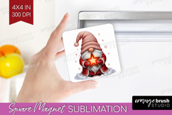 Christmas Gnome Magnet Sublimation - Cute Gnome Square PNG Product Image 1