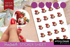 Christmas Gnome Round Sticker - Cute Gnome Printable Sticker Product Image 1