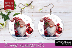 Christmas Gnome Round Earrings - Cute Gnome PNG Sublimation Product Image 1