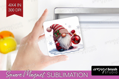 Christmas Gnome Magnet Sublimation - Cute Gnome Square PNG Product Image 1