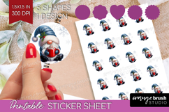 Christmas Gnome Round Sticker - Cute Gnome Printable Sticker Product Image 1