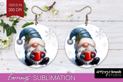 Christmas Gnome Round Earrings - Cute Gnome PNG Sublimation Product Image 1