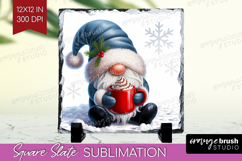 Christmas Gnome Slate PNG - Cute Gnome Square Slate Product Image 1
