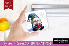Christmas Gnome Magnet Sublimation - Cute Gnome Square PNG Product Image 1