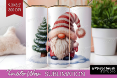 Christmas Gnome Tumbler Wrap - Cute Gnome Tumbler PNG Product Image 1