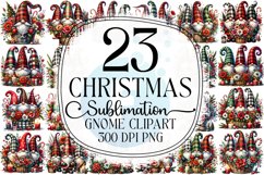 Christmas Gnome Sublimation - Clipart PNG Bundle Product Image 1