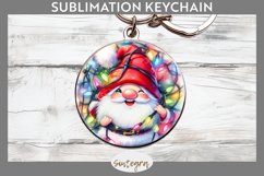 Christmas Gnome v2 Entangled in Lights Round Keychain Sublim Product Image 1