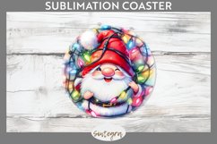 Christmas Gnome v2 Entangled in Lights Round Coaster Sublima Product Image 1