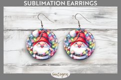 Christmas Gnome v2 Entangled in Lights Round Earrings Sublim Product Image 1