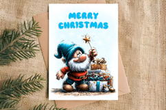 Merry Christmas card printable Christmas gnome gifts, wreath Product Image 3