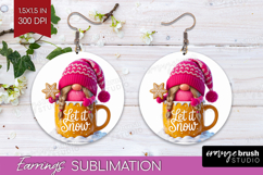 Christmas Gnome Round Earrings - Cute Gnome PNG Sublimation Product Image 1