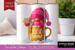 Christmas Gnome Tumbler Wrap - Cute Gnome Tumbler PNG Product Image 1