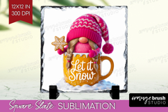 Christmas Gnome Slate PNG - Cute Gnome Square Slate Product Image 1