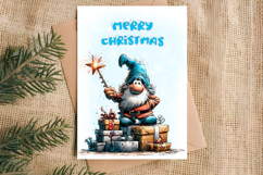 Merry Christmas card printable Christmas gnome gifts, wreath Product Image 4