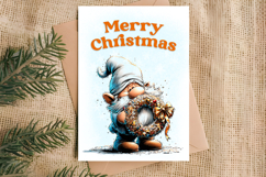 Merry Christmas card printable Christmas gnome with wreath Product Image 5