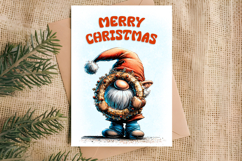 Merry Christmas card printable Christmas gnome with wreath Product Image 3