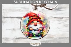 Christmas Gnome v3 Entangled in Lights Round Keychain Sublim Product Image 1