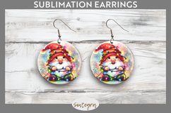Christmas Gnome v3 Entangled in Lights Round Earrings Sublim Product Image 1