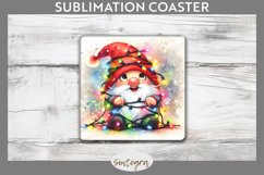 Christmas Gnome v3 Entangled in Lights Square Coaster Sublim Product Image 1