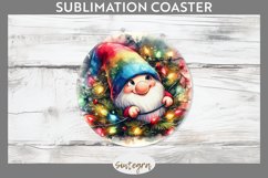 Christmas Gnome v4 Entangled in Lights Round Coaster Sublima Product Image 1
