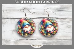 Christmas Gnome v4 Entangled in Lights Round Earrings Sublim Product Image 1