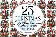 Christmas Gnome Sublimation - Clipart PNG Bundle Product Image 1