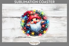 Christmas Gnome v6 Entangled in Lights Round Coaster PNG Product Image 1