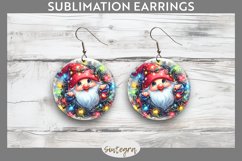 Christmas Gnome v6 Entangled in Lights Round Earrings PNG Product Image 1