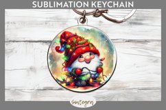 Christmas Gnome v7 Entangled in Lights Round Keychain PNG Product Image 1