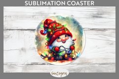 Christmas Gnome v7 Entangled in Lights Round Coaster PNG Product Image 1