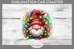Christmas Gnome v8 Entangled in Lights Car Coaster PNG Product Image 1