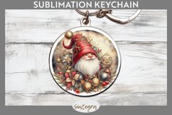 Antique Christmas Gnome v8 Round Keychain Sublimation Product Image 1