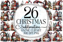 Christmas Gnome Sublimation - Clipart PNG Bundle Product Image 1