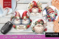 Christmas Gnome Car Coaster - Cute Gnome Coaster PNG Product Image 1