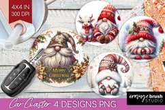 Christmas Gnome Car Coaster - Cute Gnome Coaster PNG Product Image 1