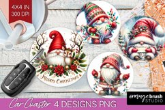 Christmas Gnome Car Coaster - Cute Gnome Coaster PNG Product Image 1